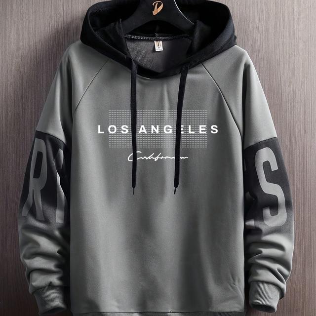 TEMU Men's Spring And Autumn Fashion Casual Gradient English Hooded Sweatshirt Top