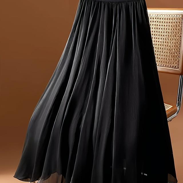TEMU Plus Size - Plus Size - Elastyczna spódnica Plus Size w jednolitym kolorze z elastyczną talią 72195