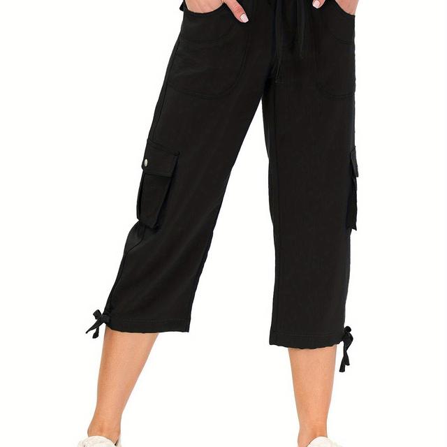 TEMU Lightweight And Quick-drying Cargo Capris For Women, Perfect For Hiking And Outdoor Activities, Featuring A Casual And With Cute Pockets