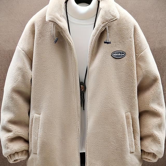 TEMU Herren-Fleece-Jacke Mit Stehkragen, Aktiver Reißverschlussmantel Für Herbst Und Winter Im Freien