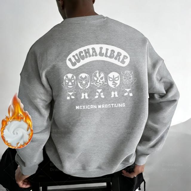 TEMU 限定版 メキシカン・ルチャ・リブレ レスリング スウェットシャツ - 公式ス ルチャドール マスク キャラクター フーディー, Y2K ストリートウェア ス ルーズフィット, 日本製, 洗濯機対応 秋/冬 アパレル