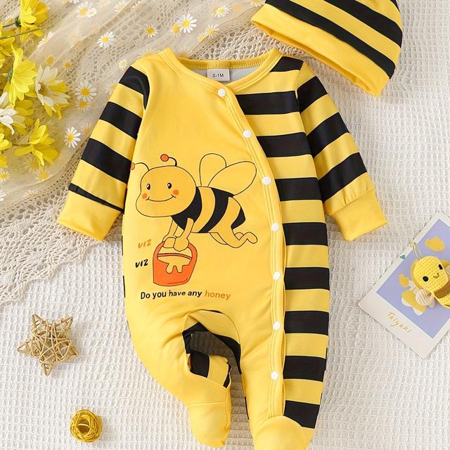 TEMU طقم رومبير ولادي بتصميم نحل لطيف مع قبعة | قماش ناعم ومريح، ضروري للأنشطة الخارجية في /