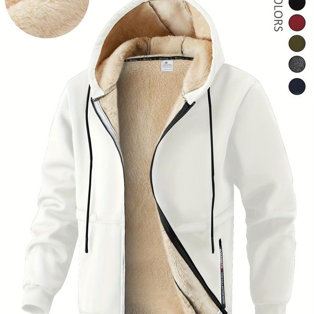 TEMU Men's Winter Sherpa Lined Hooded Jacket Thick Warm Zip Up Hoodie Fall Winter