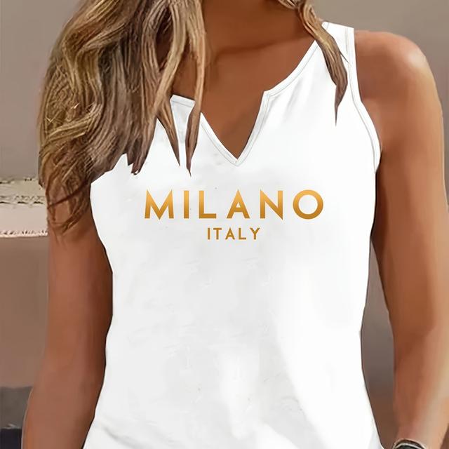 TEMU Ärmelloses Damen Top mit V-Ausschnitt für Frühling und Sommer.