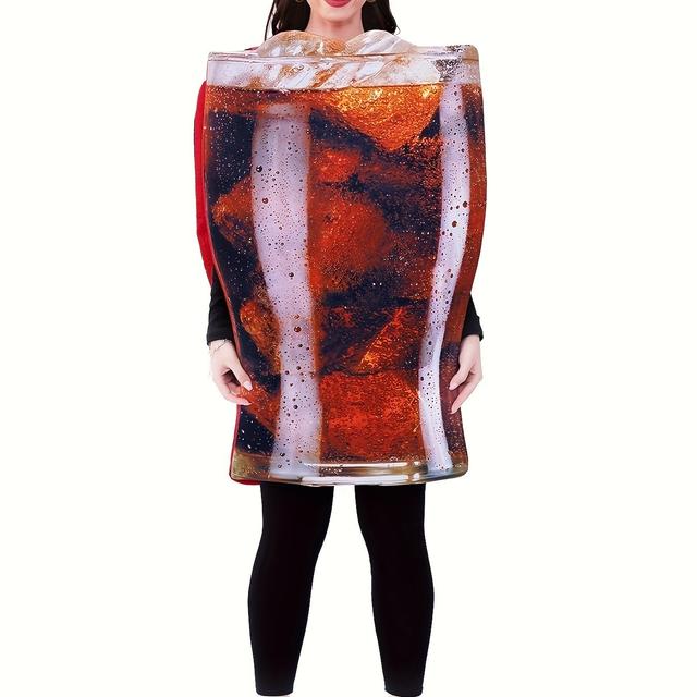 TEMU Volwassen Halloween Kostuum, 100% Polyester , Casual Stijl, 170g/m² Voering Gewicht, 185,5g/m² Stof Gewicht, Vest Hals, Dik Warm Kostuum voor Feesten