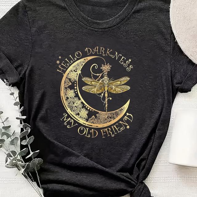 TEMU Fashionable Womens Graphic Print T-shirt - Casual Short Sleeve Crew Neck Top - Lightweight & Breathable For Wardrobe