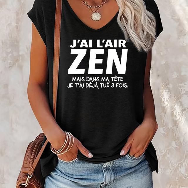 TEMU Schwarzes V-Ausschnitt Weste-T-Shirt für Damen zum Casual Tragen im Frühling/Sommer