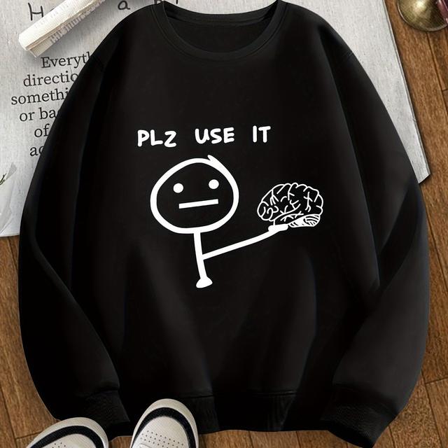 TEMU Girls' Fun Print Sweatshirt - Casual Crew Neck, Long Sleeve Pullover For Spring/fall, Ages 8-14