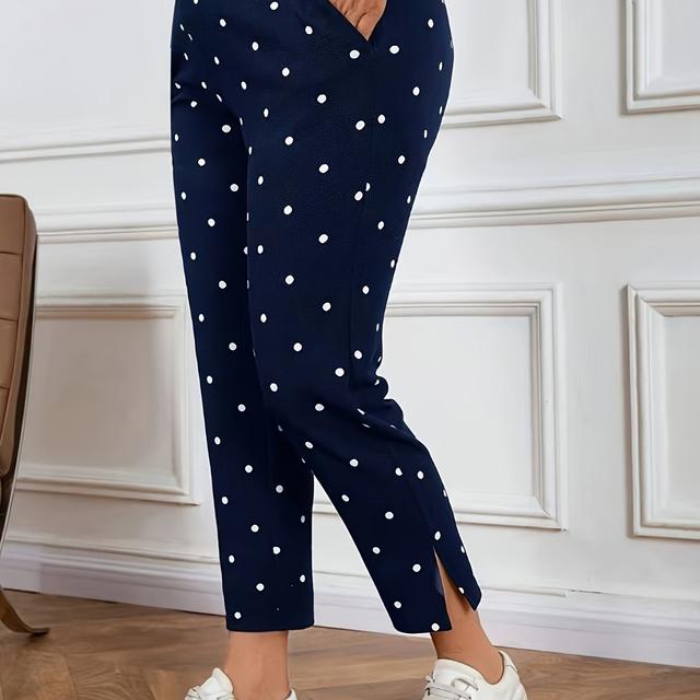 TEMU Spodnie Damskie Plus Size, Dopasowane, Elastyczne, Z Rozcięciem, Do Kostki