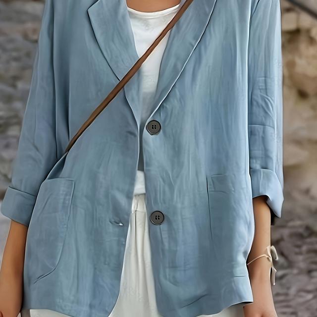 TEMU 플러스 사이즈 - 여성용 가벼운 긴팔 캐주얼 카디건, 포켓 디자인 오픈 프론트 버튼업, 솔리드 컬러 올시즌 베르사틸 아우터웨어, 편안한 핏, 신축성 없는 소재, 여행용 레이어링 피스, 디자인, 내구성 있는 구조, 스타일리시 커버업, 클래식 스타일, 통기성 좋은 원단, 오픈 프론트 탑, 여행 필수 아이템