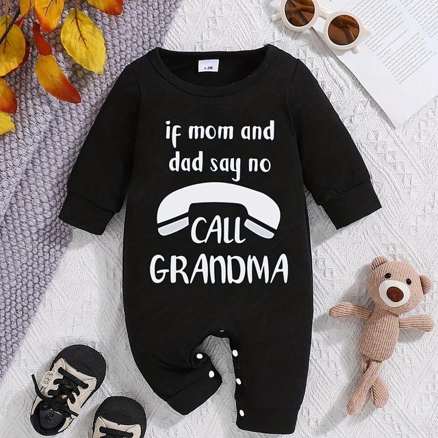 TEMU My Grandma And In Trouble Today Baby Boys And Girls Long Sleeve Bodysuit, Perfect For Outdoor