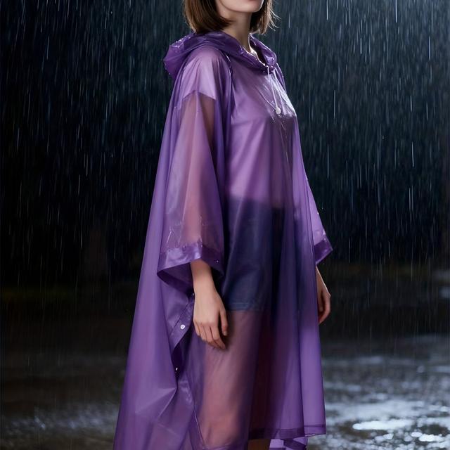 TEMU 1pc Capa de Lluvia Transparente Unisex de Calidad para Senderismo, Impermeable EVA Multifuncional con Mochila, Capa de Camping y Senderismo