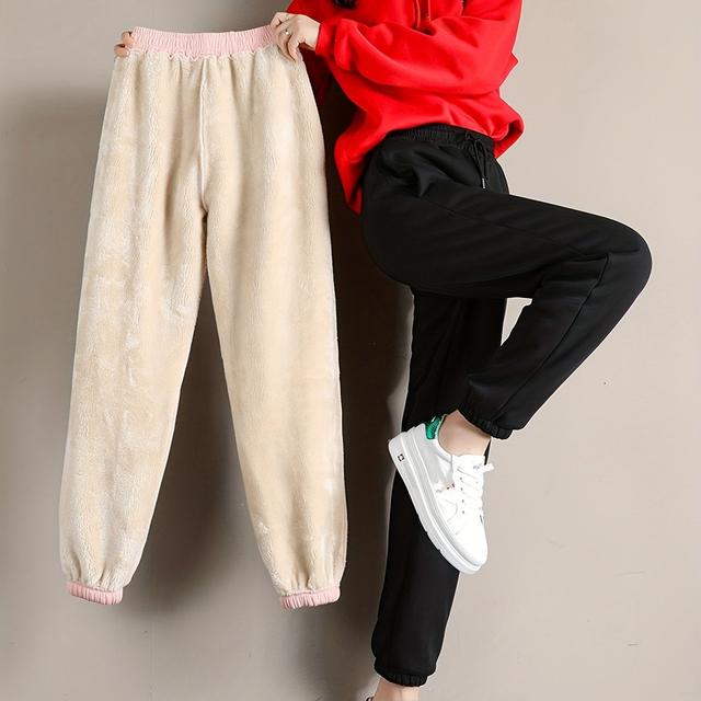 TEMU 【M~XXLサイズ】ウォーム フリース裏地 ジョガーパンツ レディース メンズ | 厚手 冬用 スノーパンツ ゆったり お腹コン フィット、ゴムウエスト、カフス裾、ふわふわ フリース スウェットパンツ 冷い日用