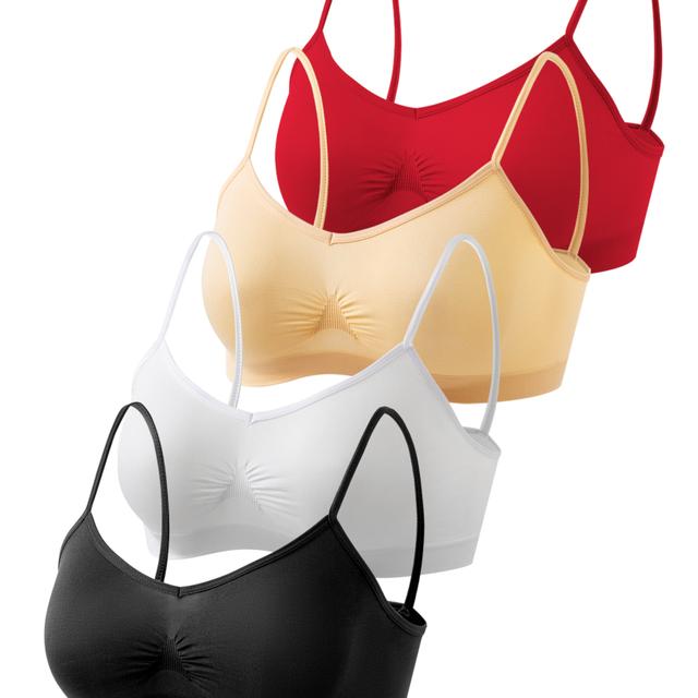 TEMU 4 Seamless Solid Color Bras For Ladies, Soft, Comfortable, And Stretchy