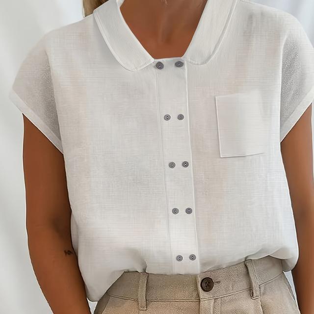 TEMU Loose Solid Color Lapel Double-breasted Shirt