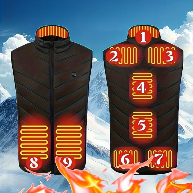 TEMU 【新商品】9ゾーンのシンベスト(前後両面対応)。USB電熱機能付き。男女兼用の暖かスーツ。メンズ・レディース同様のデザイン。小さなー付き。