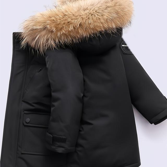 TEMU Jungen Winterjacke mit abnehmbarer Kapuze – Kältebeständig, ideal für Outdoor-Aktivitäten und Skifahren – Perfektes Geschenk