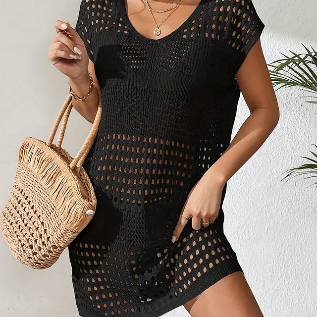 TEMU Vestido de Praia Casual Sem de Cor Sólida com Aberturas para Mulheres, Ideal para a e o Verão
