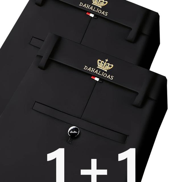 TEMU 2er-Pack Sommer Business Anzughose mit geradem Bein | Lässige, vielseitige, bügelfreie Hosen mit Stickereidetails