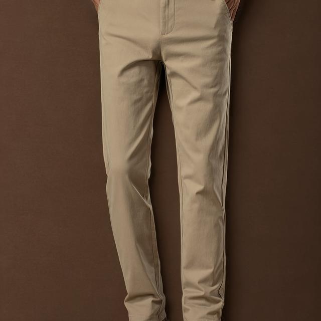 TEMU 2024 Herbst/Winter Neue Baumwoll Herren High-End Business Casual Ganzjahres Straight-Leg Weite Hose