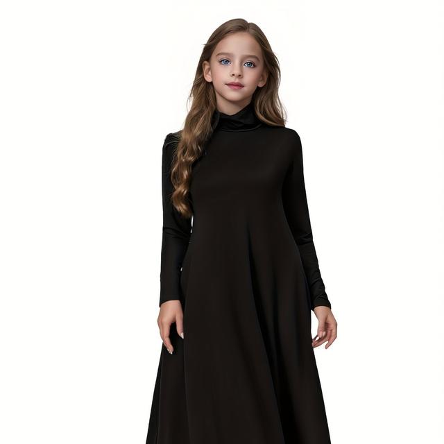 TEMU A With A Half-high Collar, Long Sleeves, , Long-sleeved Arab, Dress