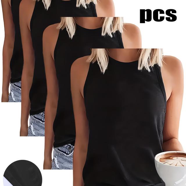 TEMU 4pcs Of Women's Sleeveless Tops, Casual And Loose, Suitable For Summer And Autumn Leisure Sportswear