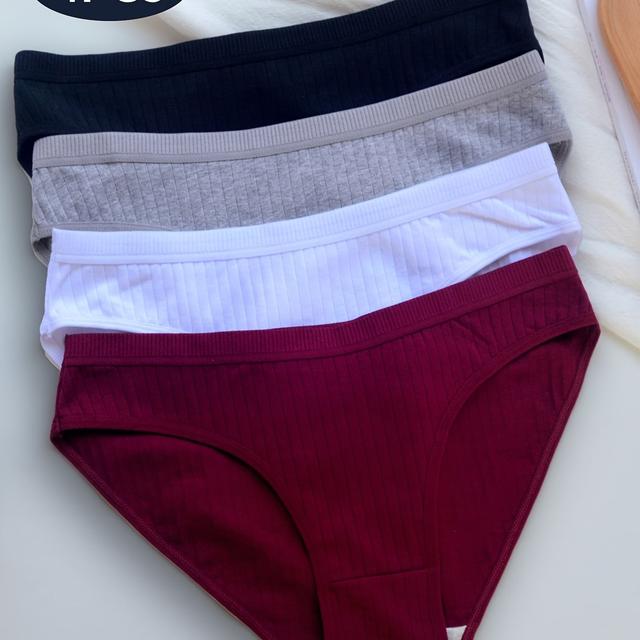 TEMU 4pcs Women's Plus Size Solid Color Panties, Comfortable Breathable Light Beige-friendly High-waisted Hip-hugging Design With Wide Waistband For Casual Attire