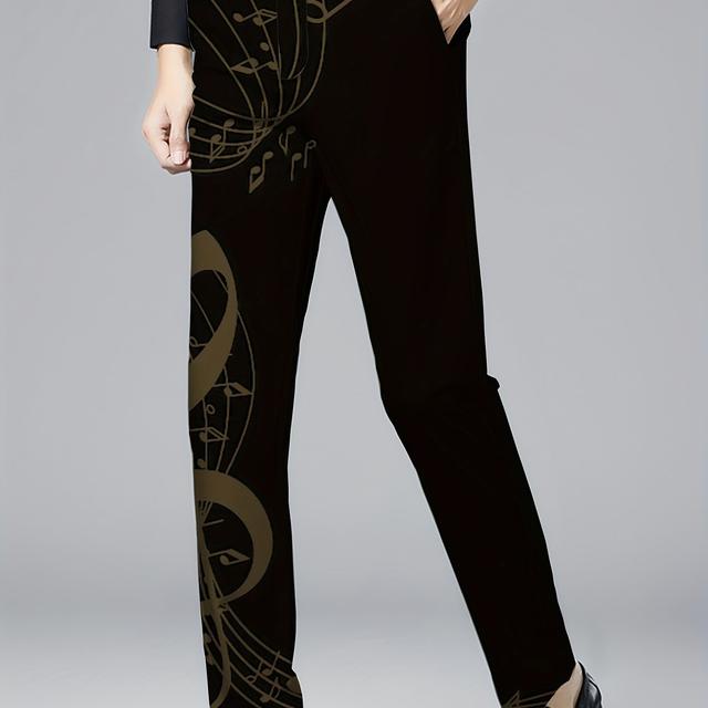 TEMU Print Suit Pants With Pockets, Stylish Trousers For Outdoor Party