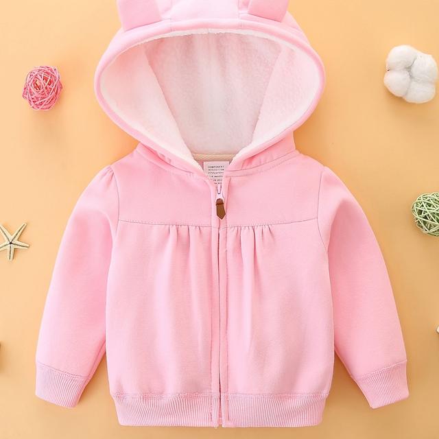 TEMU Moletom Forrado Infantil Outono/Inverno, Jaqueta para Bebê Menina, Blusa, Cardigã com Zíper e Quente, Estilo Coreano da Moda