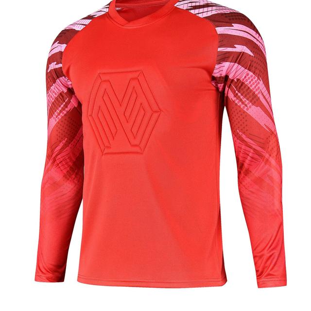 TEMU Camiseta de Portero de Fútbol para Hombre, Manga Larga, Diseño Color-Block y Rayas Geométricas, Ajuste Atlético Transpirable