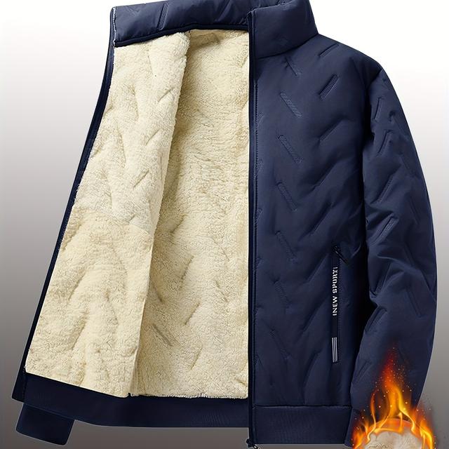 TEMU Jaqueta Masculina Forrada - Agasalho Casual com , Jaqueta Forrada Quente, Tecido Confortável, Elegante e Casual, Adequada para Passeios de Inverno, Peça de Cima Masculina, Presente de Feriado