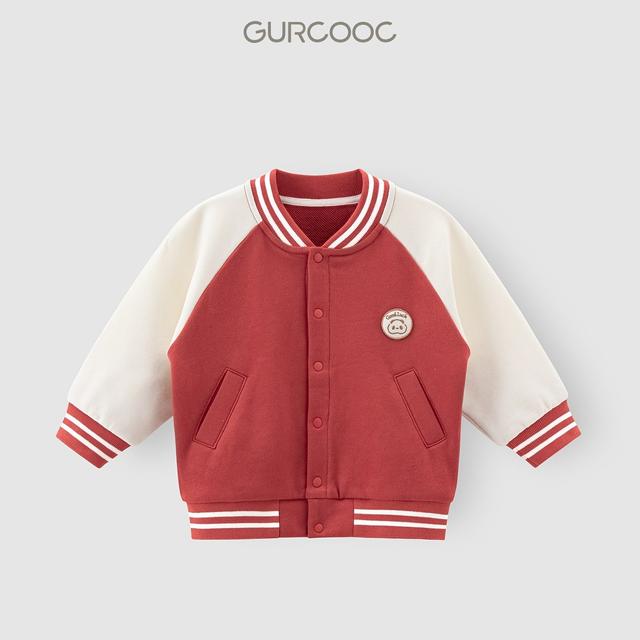 TEMU إلغوركوك & جاكيت أحمر وأبيض - جاكيت بيسبول لطيف بحواف بيضاء، أكمام طويلة وإغلاق بأزرار، ملابس خارجية للجنسين للمناسبات والارتداء اليومي (قابل للغسيل في الغسالة)