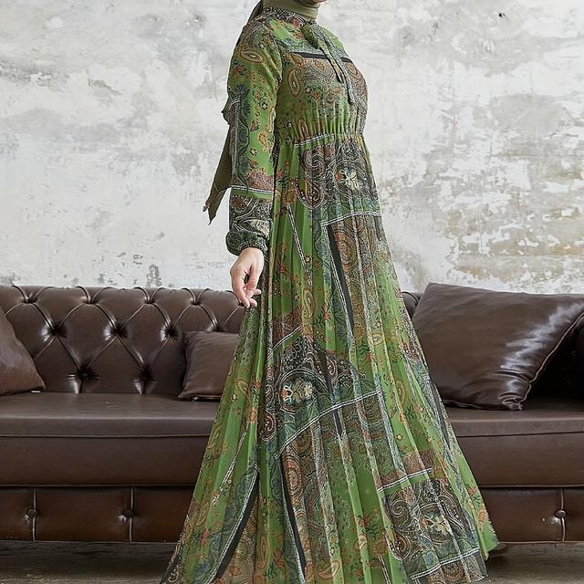 TEMU Damen Elegantes Bedrucktes Maxikleid im Nahost--Stil