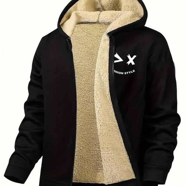 TEMU Men's Oversized Hooded Jacket With Full-zip Closure - Heavy-duty Winter Coat, & Color Block, Full-zip Front Closure, Zippered Pockets, Plus Size