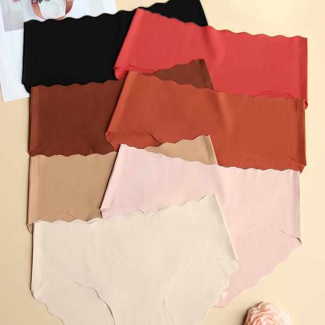 TEMU 7 piezas de lencería femenina con ondulado de , de encantador y cintura sexy, estampado de puntos ondulados, , cómoda y sin costuras