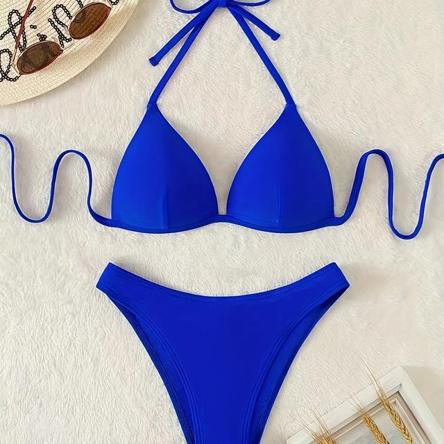 TEMU Conjunto de Bikini Azul Rígido