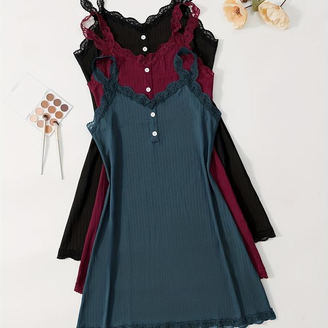 TEMU Meerfarbenige, elegante und verführerische Spaghettiträger-Nachtkleid mit Schulterfrei für Damen – Sommerliches Rippstrickdesign