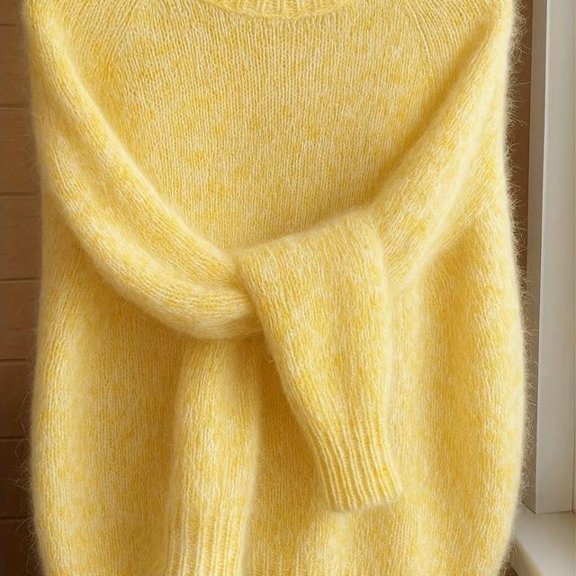 TEMU Women's Brushed Mohair Blend Sweater | French Inspired Raglan Sleeve, Drop Shoulder, Crew Neck, Long Sleeve, Solid Color For Fall/winter | Ideal For Christmas Birthday Gift