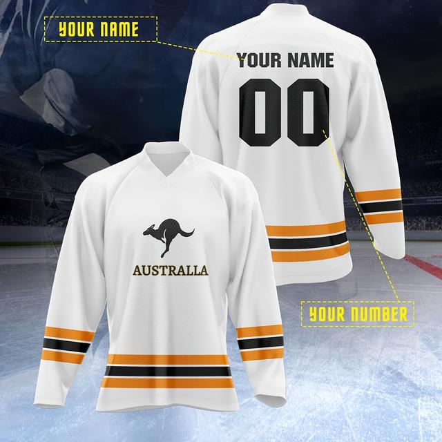 TEMU เสื้อฮอกกี้น้ำแข็งชายสไตล์ออสเตรเลีย แขนยาว พร้อมชื่อและหมายเลขปรับแต่งได้ สำหรับการฝึกซ้อมทีม กีฬา ฟิตเนส ปาร์ตี้ฮิปฮอป และการใช้ชีวิตประจำวัน
