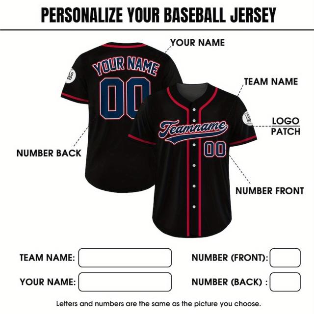 TEMU Custom Baseball Jersey - Personalized Team Name & Number, Navy Uniform With Logo Patch, Outdoor Sports, Competitions, And Club Events, Baseball Accessories