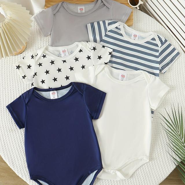 TEMU Aranyos, csillagmintás, csíkos onesie fiúknak, lángálló anyagból, ujjatlan kötött body