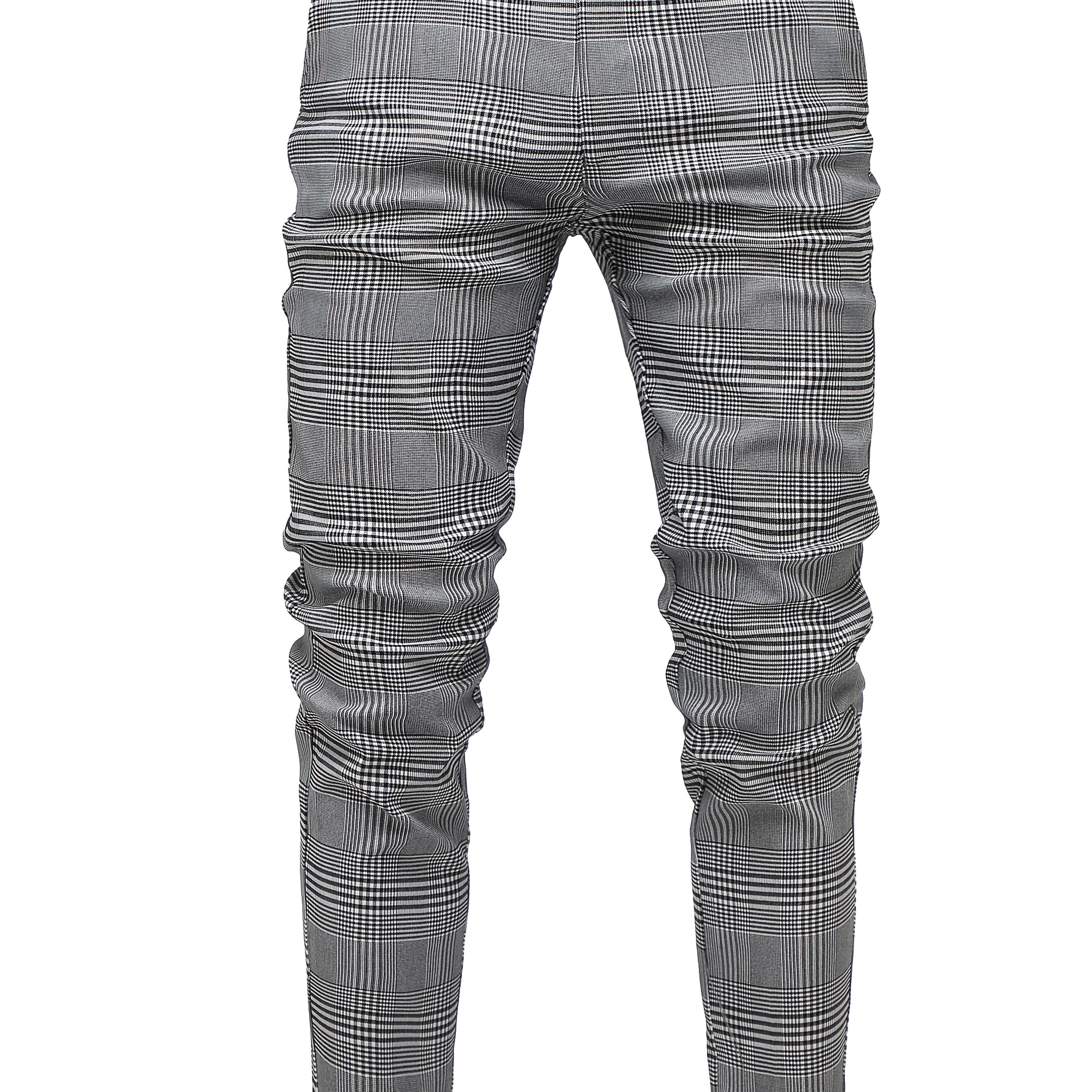 TEMU Pantalones de hombre a cuadros clásicos y modernos para negocios, elegantes pantalones de traje ajustados y versátiles, adecuados para diversas ocasiones