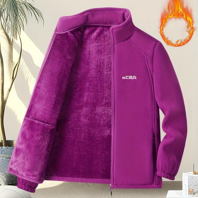 TEMU Women's Thermal Jacket - Coat With Zipper Closure, Stand Collar, Long Sleeve Outerwear For Cold Weather, Casual & Formal Events - Everyday
