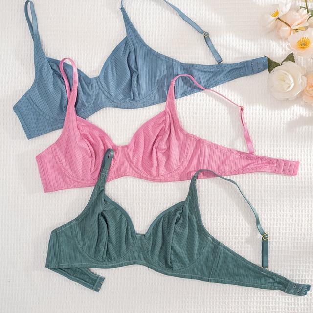 TEMU 3-teiliger Damen-BH-Set mit Bügel in Unifarben für