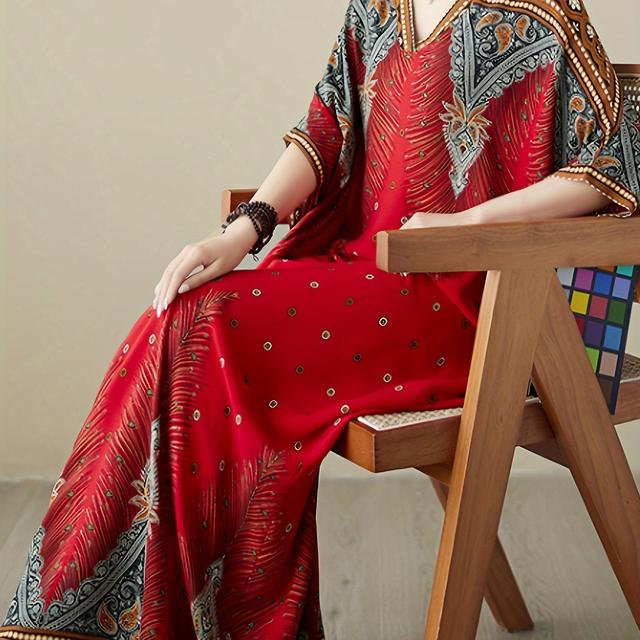 TEMU V넥 플러스사이즈 드레스|인견원피스