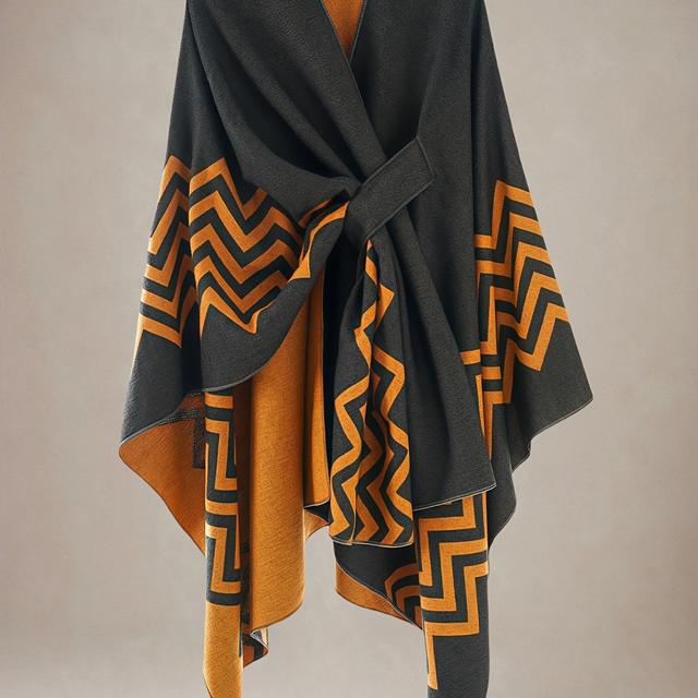 TEMU Chal Plus Size para Mujer, Estilo Minimalista con Estampado Geométrico, Ideal para Fiestas de Otoño e Invierno y Regalo de Noche