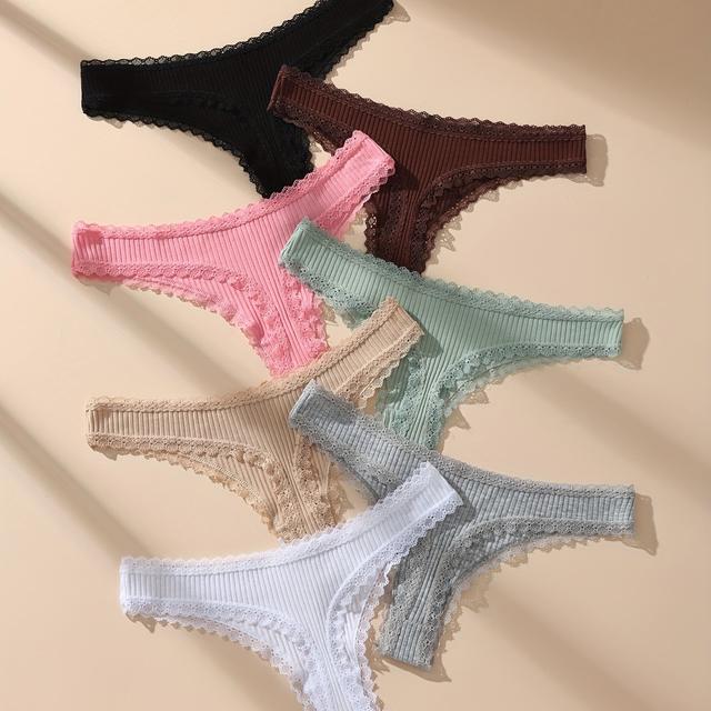 TEMU 4pcs Sexy Drop Waist Lace-trimmed Breathable Fashion ' Briefs | Comfortable Soft, Suitable For Daily Beach Wear