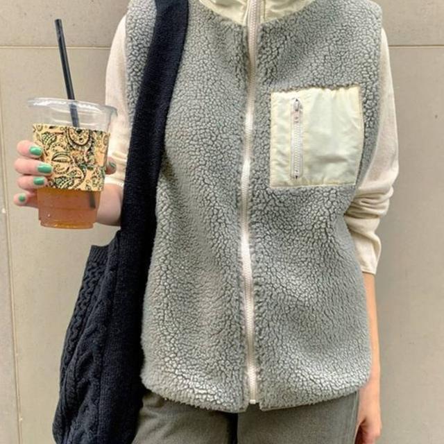 TEMU 【2025年秋冬】レディース シーリング ベスト - 暖かく快適なフルジップ スタンドカラー ノースリーブ ジャケット。ソフトなフリース裏地、カジュアルな無地アウター。着回し力抜群で、防寒にも最適。も豊富(大人女性向け)