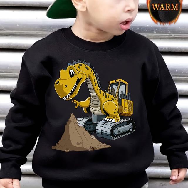 TEMU Jungen-Dinosaurier-Bagger-Pullover: Warm, Bequem und Perfekt zum Spielen - Geeignet für Kinder unter 12 Jahren