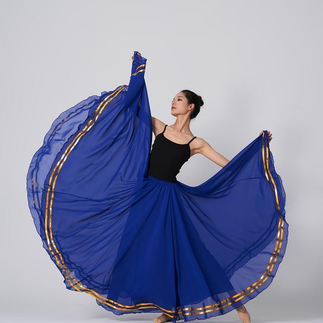 TEMU Falda de baile de gasa de capa con cinturones dorados dobles | Cintura , de drapeado, color sólido, detalles de para de baile